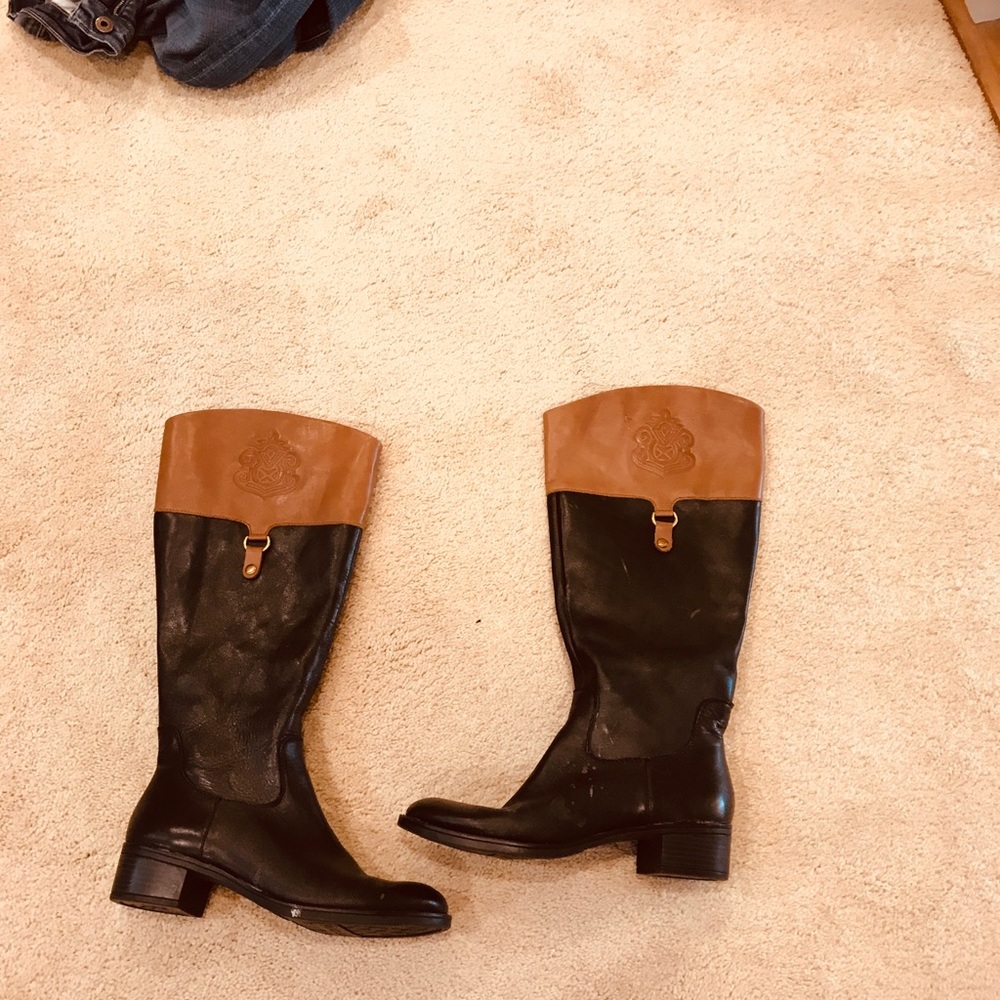Franco Sarto black & brown boots.